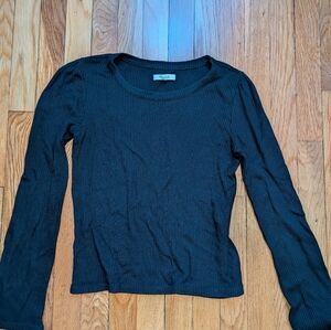 Black Long Sleeve Ribbed Top